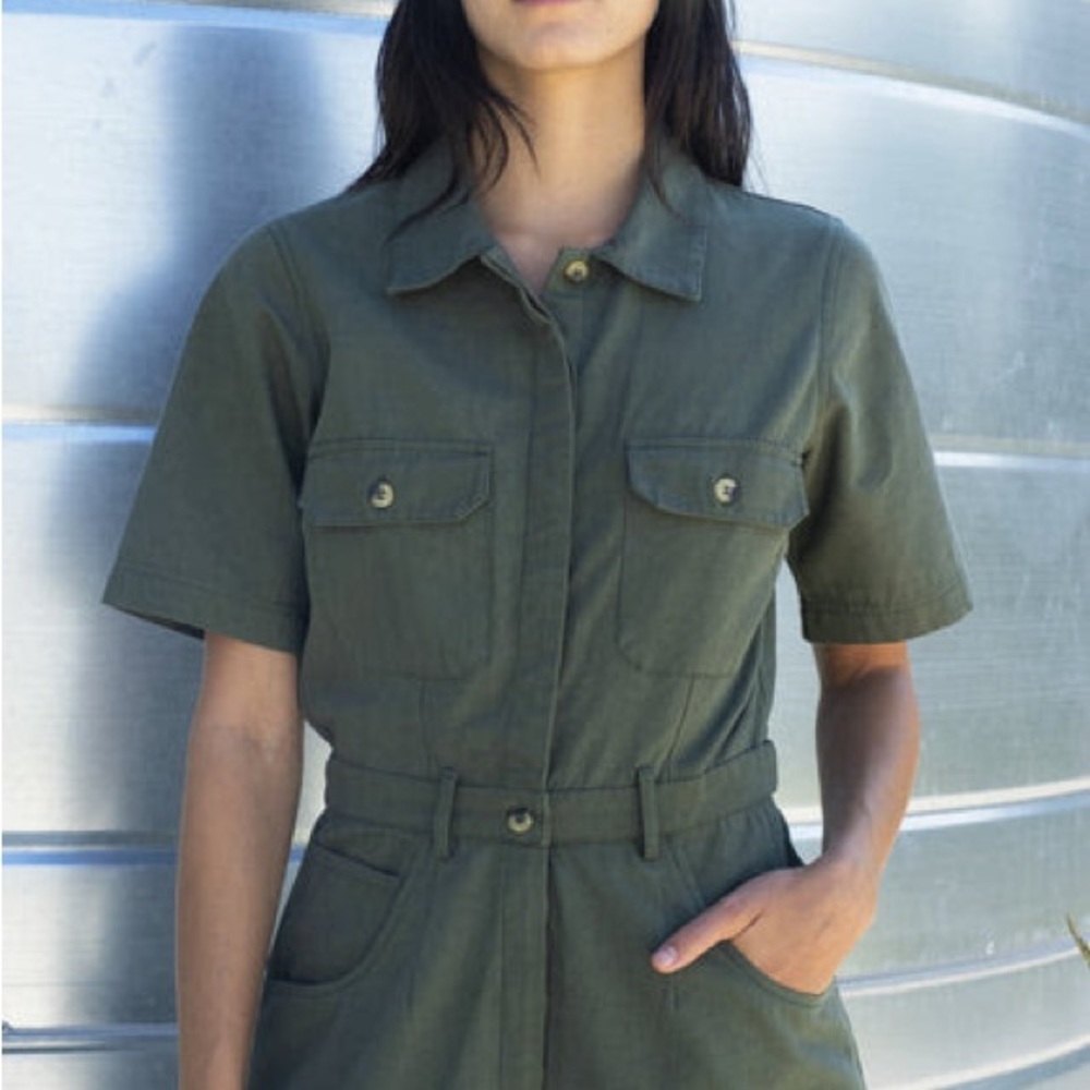 Harper Sage Utility Jumpsuit - Small - Olive